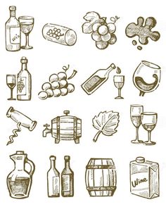 hand drawn wine icons set stock photo - image 399784, shuttered