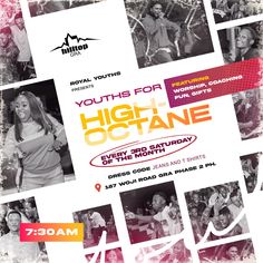 the poster for youth's night octane is shown in black and white, with many