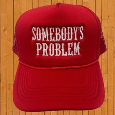 Somebody_s Problem Red Embroidered Trucker Hat Pink Beret, Ladies Dress Hats, Knitted Wool Beanie, Plush Flower, Corduroy Bucket Hat, Word Shirts, Handmade Beanies, Louis Vuitton Pink, Pink Beanies