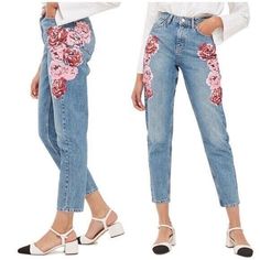 Up For Sale: Topshop Mom Jeans 32 Peony Floral Pink Red Painted High Waisted Slim Straight Condition: Nwt Please Use And Compare The Provided Photo Measurements To Your Own For Best Fit Take Full Advantage Of Bulk Purchase With Combined Shipping On Multiple Item Orders. Orders Goes Out Every Day So Expect A Quick Delivery! A Tracking Number Is Also Provided For Confirmation Question? Please Write A Comment Below Or Message. I Answer Most Questions Instantly! Similar Items Are Listed Daily, Save Topshop Mom Jeans, Moto Mom, High Rise Blue Jeans, Mom Denim, Tapered Leg Jeans, Topshop Jeans, High Rise Mom Jeans, High Waisted Jeans, Button Fly Jeans