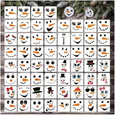 snowman faces are arranged in squares to make a christmas themed puzzle for the kids