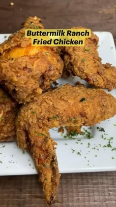 fried chicken on a plate with buttermilk ranch