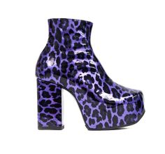 - Handmade in London - Purple printed painted leather - 4.5 inch heel - 1.75 inch platform - Rubber Sole - Genuine leather or faux leather lining - Side zip ** If you do not see the size, height or materials you would like, please note we may be able to fulfil your requirements as a bespoke order, just contact us! ** Purple Ankle Boots, High Heel Platform Boots, Leopard Ankle Boots, Leather Platform Boots, Leopard Print Booties, Leopard Print Boots, Purple Boots, Purple Leopard Print, Womens Booties