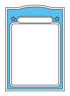 a blue and white card with stars on the top, in front of a blank space for