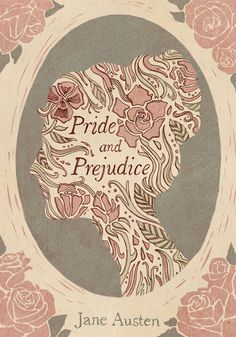 the cover of pride and prejudicce, with an illustration of a woman's head