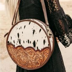 Made Of Luxurious Cowhide And Genuine Tooled Leather, This Bag Comes With A Sturdy Leather Strap. Perfect For Adventurous Souls. Strap: 52" Bag: 10.5" X 2.5" Amazing Quality! Western Bags, Classy Cowgirl, Western Bag, Cowhide Handbags, Western Purses, Yee Haw, Handmade Jewelry Necklace, Scarf Headband, Tooled Leather