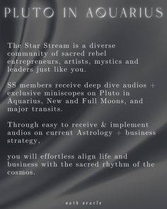 an advertisement for pluto in aquarius, with the caption's description below