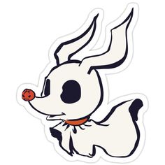 a cartoon dog with a red ball in its mouth sticker on a white background