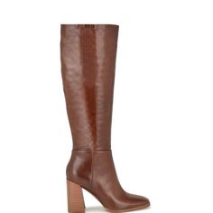 Temas Dress Boots - Nine West Brown Tall Heeled Boots Medium Width, Brown Tall Heeled Boots Medium Fit, Chic Boots With Stacked Heel And Medium Width, Chic Platform Boots With Stacked Heel For Work, Chic Tall Brown Heeled Boots, Fall Block Heeled Boots With Reinforced Heel, Wide Calf Heeled Boots With Stacked Block Heel, Chic Boots With Reinforced Block Heel, Trendy Wide Calf Boots With Stacked Heel