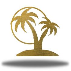 a golden palm tree with a circle around it