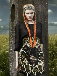 Poupée russe Sofia Sanchez, Ombre Braid, Orange Ombre, Russian Fashion, Hair Art, Fashion Makeup, Bohemian Style, Red Hair, Sofia