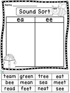 a long and short word worksheet with the words sound sort in black and white