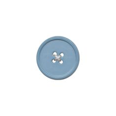 a blue button with four small white flowers on the front and back buttons in the middle