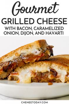 grilled cheese sandwich with bacon, caramelized onion, and havari