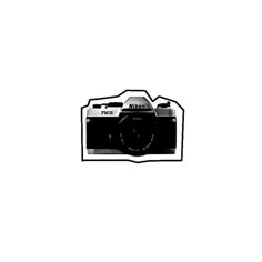 an image of a camera drawn in black and white