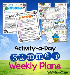 an activity - day for the summer and spring months is shown in this printable pack