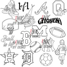 the alphabet and numbers for sports related items