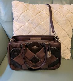 Coach Women Bag. Condition is "Pre-owned". Excellent condition. No smell. Smoke free home. Original Dust bag and box if wanted. Please look at pictures for details and measurements. Pre-owned Leather Bags For Daily Use, Pre-owned Leather Bag With Double Handle, Pre-owned Designer Brown Bags, Pre-owned Rectangular Satchel, Pre-owned Rectangular Bags For Daily Use, Pre-owned Leather Shoulder Bag, Pre-owned Top Handle Leather Bags, Pre-owned Leather Shoulder Bag For Everyday Use, Pre-owned Leather Tote Bag