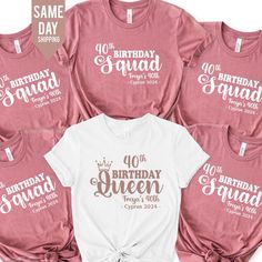 40th Birthday Queen, girls 40th birthday tshirts 2024, Birthday Squad Personalised Matching T-Shirts, Party Tees, Birthday Trip Custom Tees Gifts For Family By Miosama.  Cruise Crew Shirt, Happy Birthday Tee,  Custom Birthday Tee,  Birthday Queen Shirt,  Family Cruise,  1984 Group Shirts,  Its My Birthday Tee,  Birthday Girl,  Mum Birthday Gift,  personalised T-shirt,  Birthday Group Tee,  Vacation Shirts,  Birthday Gift ... 40th Birthday Tshirts, Birthday Queen Shirt, Birthday Canvas, Matching T Shirts, Personalized Matches, Birthday Trip, Birthday Queen, Mum Birthday Gift, Queen Shirts