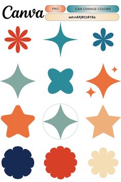 an assortment of different shapes and sizes of stars on a white background with the text canva