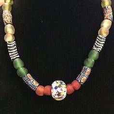 Antique African Italian Trade Bead Necklace 41 Beads 18" Millefiori Sea Glass | eBay African Trade Bead Jewelry, Egypt Jewelry, African Beads Necklace, African Trade Beads, Beaded Wrap Bracelets, Beaded Wraps, African Beads, Ancient Jewelry, Trade Beads