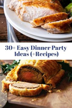 Dinner Party Menu Ideas Make Ahead, Impressive Meals For Guests, Easy Hosting Meals, Easy Dinner Party Ideas, Easy Dinner Menu, Dinner Party Entrees, Hosting Recipes, Easy Dinner Party Recipes, White Pizza Recipes