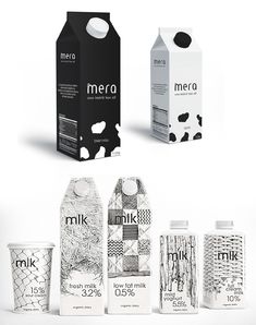 an assortment of milk packaging designs