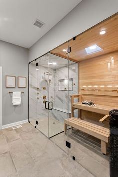 bathroom renovation with sauna and shower combo Sauna Shower Combo, Luxury Home Bathroom, Bathroom With Sauna, Tahoe Kitchen, Bathroom Sauna, Cottage Showers, Master Bath Layout