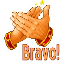 the words bravo are written in front of two hands