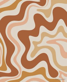 an abstract pattern with wavy lines in shades of brown, beige and orange on a white background