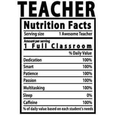 the label for teacher nutrition fact