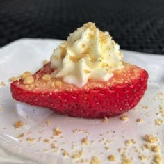 a strawberry dessert with whipped cream on top