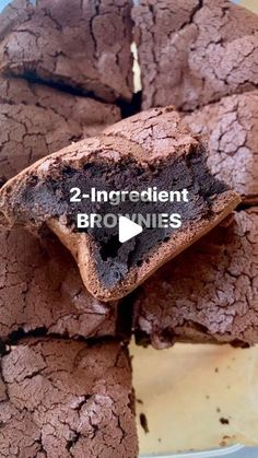 two ingredient brownies stacked on top of each other with the words 2 - ingredient