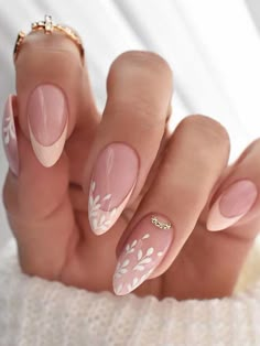 Elevate Your Style with 24pcs Long Almond Khaki French Leaf Pattern Fake Nail & 1sheet Tape & 1pc Nail File | SHEIN USA Grad Nails, Acrylic Nails Almond Shape, Fall Pink, White Tips, Fall Mood, Bold Statements, Colorful Nails, Wedding Nail, Her Nails