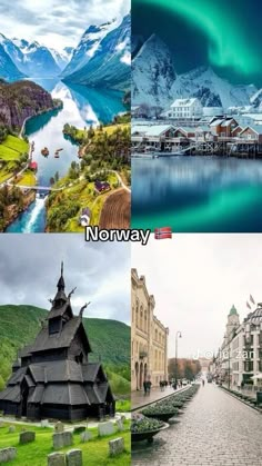 there are two pictures that show different places in the world, one is norway and the other is norway