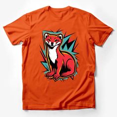 an orange t - shirt with a red fox on it