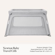 the baby travel crib is shown with instructions for how to put it in place