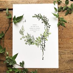 a card with greenery on it and the words, there is no reason to wonder in