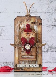 a card with an altered heart on it