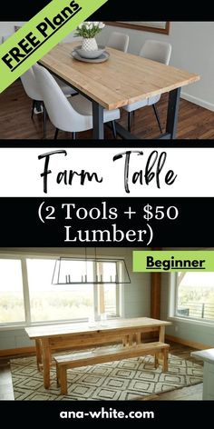 the farm table is an easy and cheap way to build a farmhouse table for under $ 350