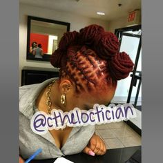 Loc bun, loc Mohawk, Locs, locs with color, ombre, wedding hair, loc styles, updos, loc updos, nice locs, beautiful locs, beautiful hair, braids, natural hair, loctician in Jacksonville Florida, best styles for everyday wear, hair art, loc art, not dread locs, Ciara the LOCTICIAN, CtheLOCtician.com, @CtheLOCtician Locs In A Mohawk Style, Loc Bun Mohawk, Loc Up Dos, Medium Length Loc Styles Updo, Mohawk With Locs, Loc Mohawk Styles Dreadlocks, Fishtail Loc Styles, Mohawk Loc Styles Black Women