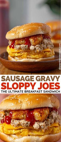 sausage and gravy sloppy joes are the ultimate breakfast sandwich for busy nights