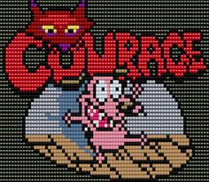 a cross stitch pattern with the words gourmet and an image of a cartoon character