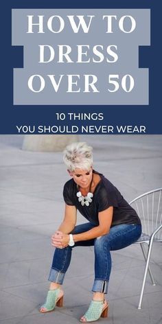 the cover of how to dress over 50, with an image of a woman sitting on a chair