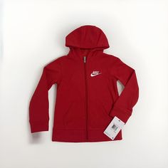 Nike University Red Zip-Up Hoodie Boys Size 3 - 4 Yrs Old Swoosh Embroidered | eBay Nike Red Casual Hoodie, Nike Red Sweatshirt With Drawstring Hood, Red Nike Sweatshirt With Drawstring Hood, Nike Red Sporty Hoodie, Sporty Red Nike Hoodie, Red Nike Hooded Sweatshirt, Red Nike Sweatshirt With Ribbed Cuffs, Nike Red Hoodie For Fall, Red Nike Hooded Top