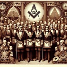 an old photo of men in masonic garb