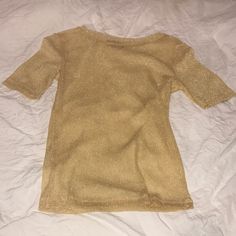 Brand New Zara Sparkle See-Through Shirt! Never Worn! Chic Yellow Short Sleeve Tops, Gold Spring Party Shirt, Gold Party Shirt For Spring, Trendy Gold Summer Tops, Gold Short Sleeve Top For Summer, Summer Party Fitted T-shirt, Gold Casual Shirt For Spring, Fitted Summer Party T-shirt, Casual Gold Shirt For Spring