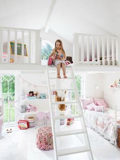 30 Functional and Cozy Children’s Room Design Ideas Pink Room Design, Light Pink Rooms, Mommo Design, Loft Decor, Shared Rooms, Pink Room