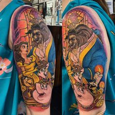 Show off your love for Beauty and the Beast with a tattoo to honor this classic Disney filmGet inspired with over 40 Beauty and the Beast tattoo ideas. Beauty And The Beast Sleeve Tattoo, Beauty And The Beast Tattoo Ideas, Beast Tattoo Ideas, Beauty And Beast Tattoo, Beauty And The Beast Tattoos, Bb Tattoo, Fera Disney, The Beast Tattoo, Flesh Tattoo