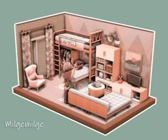 an image of a living room in the style of low polygonic 3ds